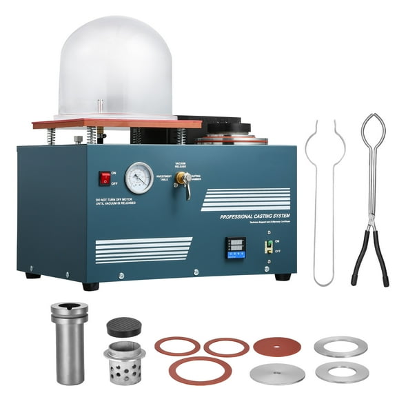 KFFKFF Vacuum Casting Machine with Melting Furnace, Easy Oil Injection, Accurate Pressure Gauge, Integrated Unit for Jewelry Casting and Metal Melting, Suitable for Silver, Gold, Copper