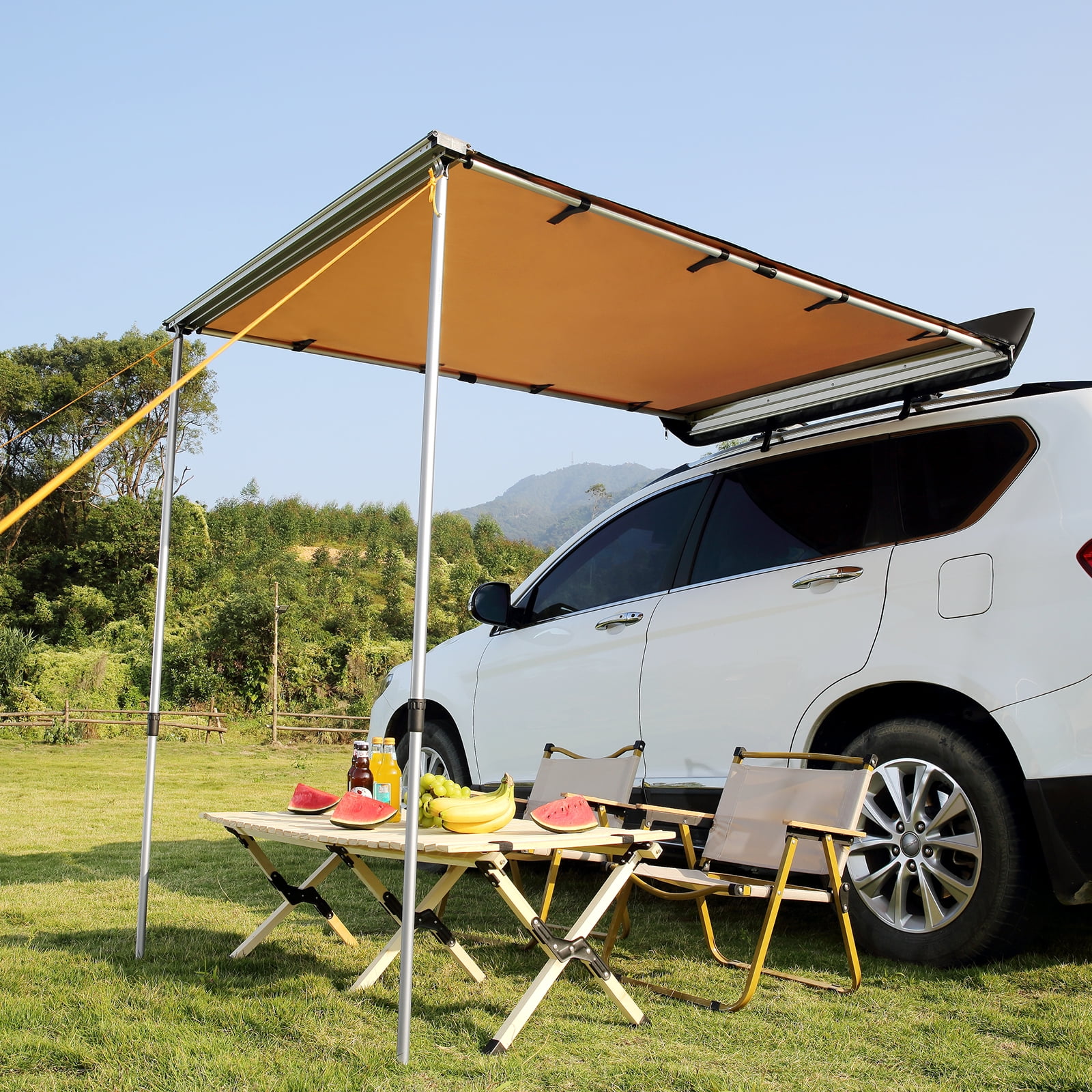 KFFKFF Vehicle Awning 6.6' x 8.2' Shade Coverage Car Side Awning PU3000 mm UV50+