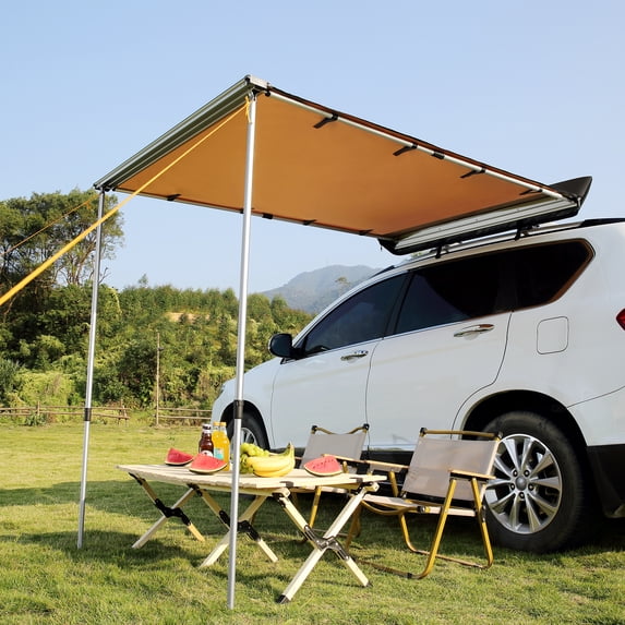 KFFKFF Vehicle Awning 6.6' x 8.2' Shade Coverage Car Side Awning PU3000 mm UV50+
