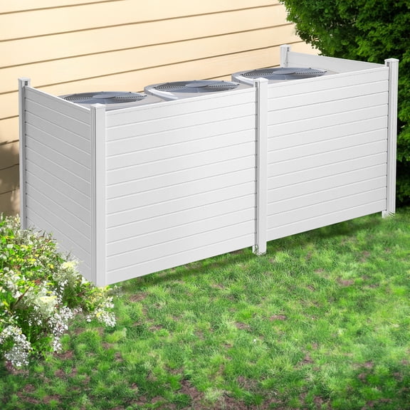 KFFKFF Vinyl Privacy Fence 50" W x 50" H 4-Panel PVC Outdoor Privacy Screens, Air Conditioner Fence Panels Trash Can Fence Pool Equipment Enclosure for Garden, Patio