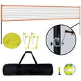 thumbnail image 1 of KFFKFF Volleyball Net System ,32x3 ft Regulation Size Net w/8.5in PU Volleyball, Carrying Bag, Boundary Lines ,Adjustable Aluminum Poles & Pump for Backyard, Beach,Pool, 1 of 9