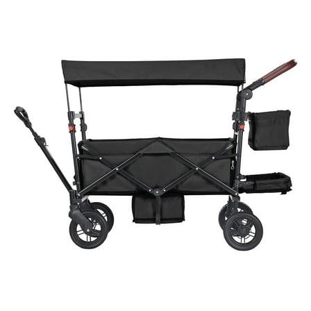 KFFKFF Wagon Stroller for 2 Kids, All-Terrain Stroller Wagon with Detachable Canopy, Adjustable Handlebar, Large Capacity Storage Bag, Black