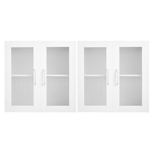 KFFKFF  Wall Cabinet for Laundry Room, Dual-Level Wall Hanging Cabinet with Quadruple Doors, Adjustable Shelf Cabinet Organizer, Suitable for Kitchen, Garage, Laundry Room, Pack of 2