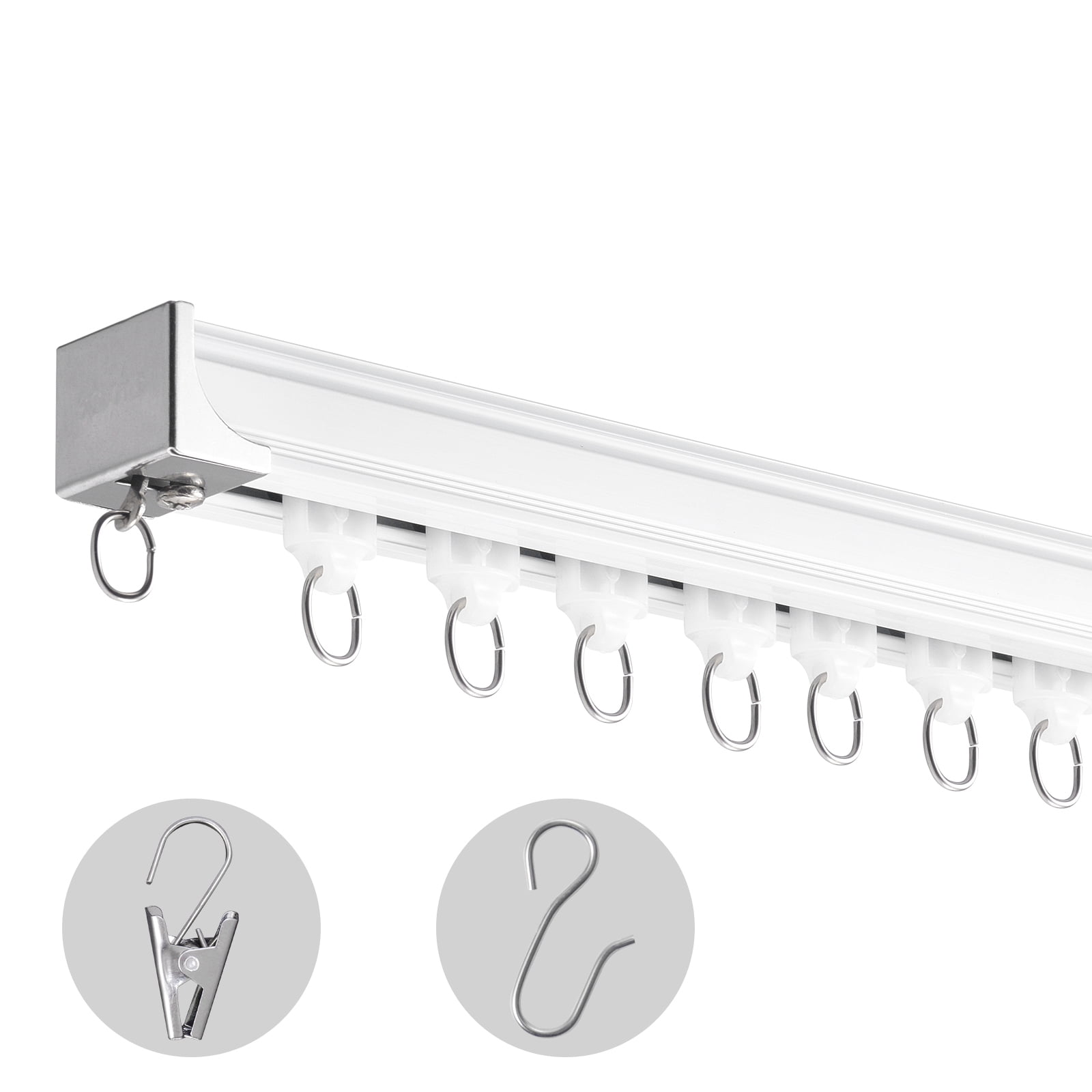 KFFKFF Wall/Ceiling Curtain Rail Set, 8.9 FT/2.7 Meter, Glide Ceiling ...