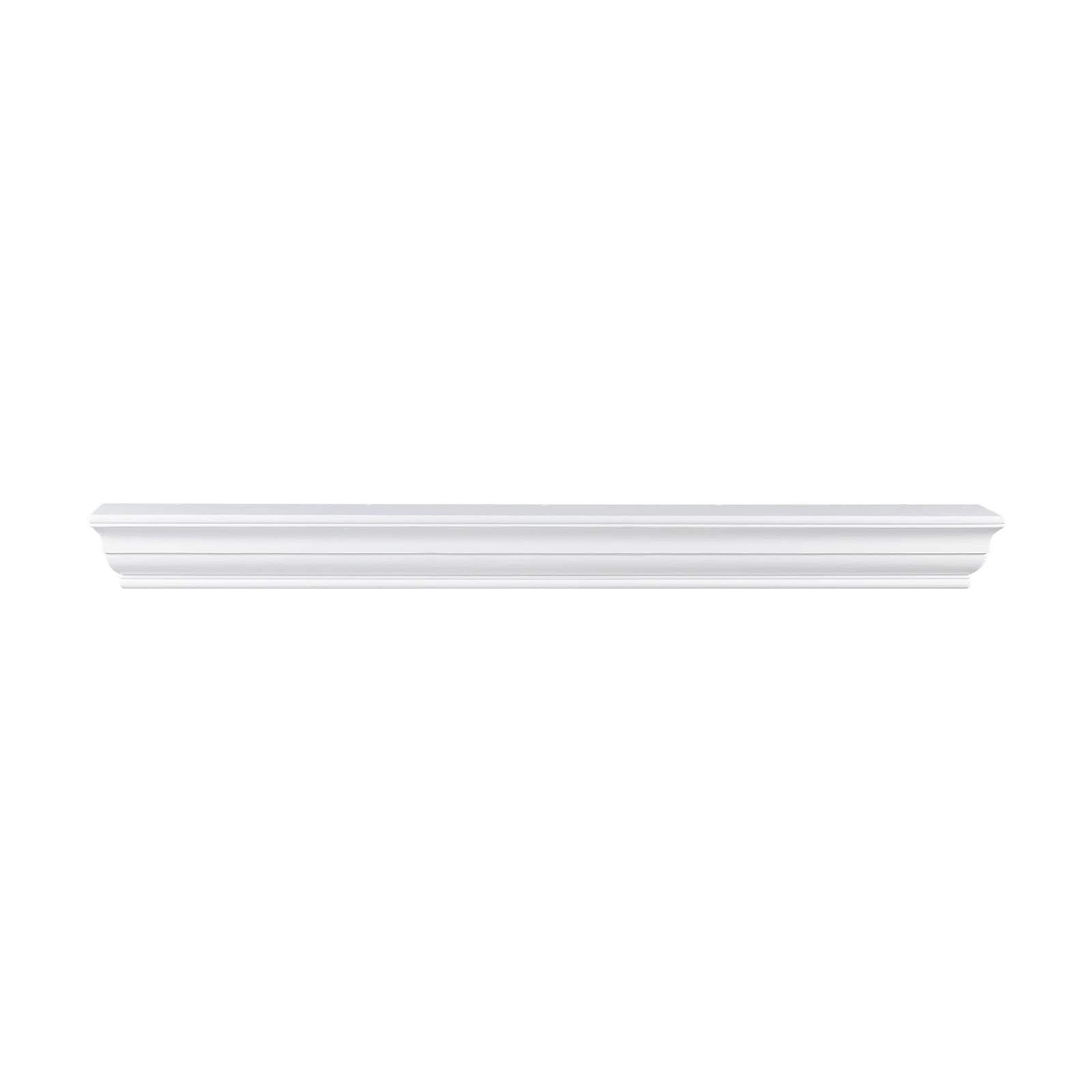KFFKFF Wall Mantel, Dimensions: 60"x8"x5", Supports up to 50 lbs, Crafted from Natural Wood for Fireplace Overlay, Floating Shelf Design in Farmhouse Style, Artisanal White Fireplace Shelf