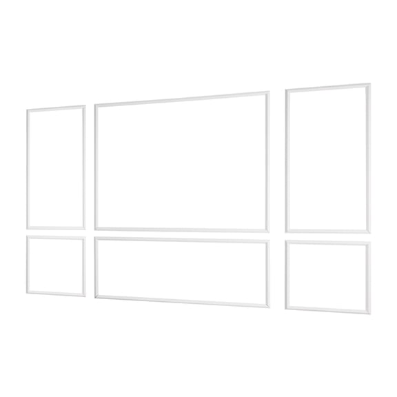 KFFKFF Wall Molding 3 Pack, Wainscoting Panel Kit, Lightweight Paintable Polystyrene, Simple Installation Accent Wall Trim for Interior Design in Living Rooms, Bedrooms, White (23x56.3 + 23x23 in)