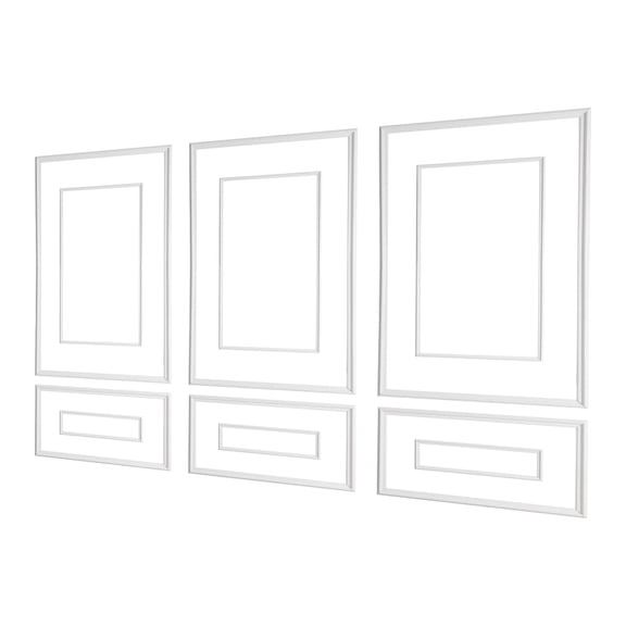 KFFKFF Wall Molding 3 Pack, Wainscoting Panels Kit with Dual-Line Wide & Narrow Design, Lightweight Paintable Polystyrene, Simple to Install Decorative Wall Trim for Living Room, Bedroom, White