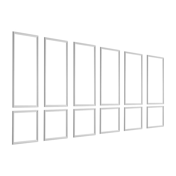 KFFKFF Wall Molding 6 Pack, Wainscoting Panels Kit, Lightweight Paintable Polystyrene, Simple Installation, Waterproof Accent Wall Trim for Interior Decoration in Living Room,White (24x54 + 24x24 in)
