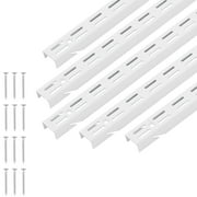 KFFKFF Wall-Mounted Dual Track Shelves, 5-Pack, 60-inch, Robust Twin Slot Shelf Rails, with 25 Screws, Ideal for Cabinet Closet Storage Arrangement, Silver