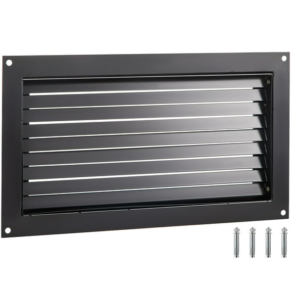 KFFKFF Wall-Mounted Flood Vent, 8"H x 16"W, Black - Minimizes Foundation Harm & Lowers Flooding Hazard, Ideal for Garages & Enclosures