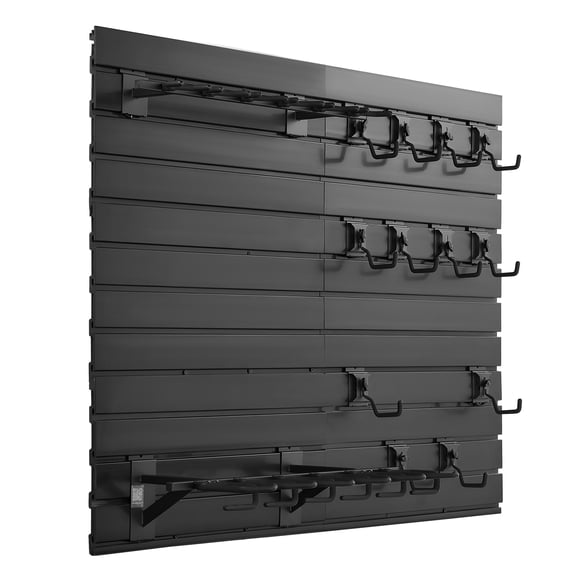 KFFKFF Wall-Mounted Gun Rack, Durable Steel Storage for Rifles, Carbines, Shotguns, and Handguns, Holds up to 6 Rifles and 6 Pistols, Modular Firearm Organizer for Gear and Accessories