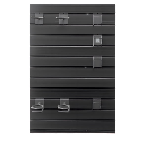 KFFKFF Wall-Mounted Gun Rack, Tactical Rifle and Handgun Storage Solution, Durable PVC Panels with Steel Racks, Holds 2 Rifles and 4 Pistols, Modular Firearm and Gear Organizer