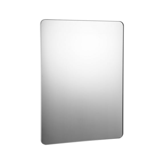 KFFKFF Wall-Mounted Makeup Mirror, Tempered Glass with Aluminum Alloy Frame, 48" x 36" x 1", Silver