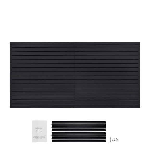 KFFKFF Wall Panel System, 8 x 4 ft, PVC Garage Wall Panel with Flexible Layout, Black Wall Panel Simple-to-Mount Adjustable Wall Panel System with Interlocking Design & Customizable Cutting