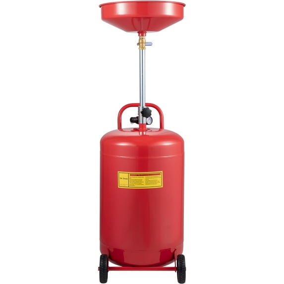 KFFKFF Waste Oil Drain Tank 20 Gallon Portable Oil Drain Air Operated Drainer Oil Change, Oil Drain Container, Fluid Fuel Transfer Drainage Adjustable Funnel Height, with Pressure Regulating Valve