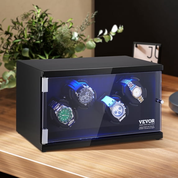 KFFKFF Watch Winder for 4 Automatic Watches with 2 Quiet Japanese Mabuchi Motors
