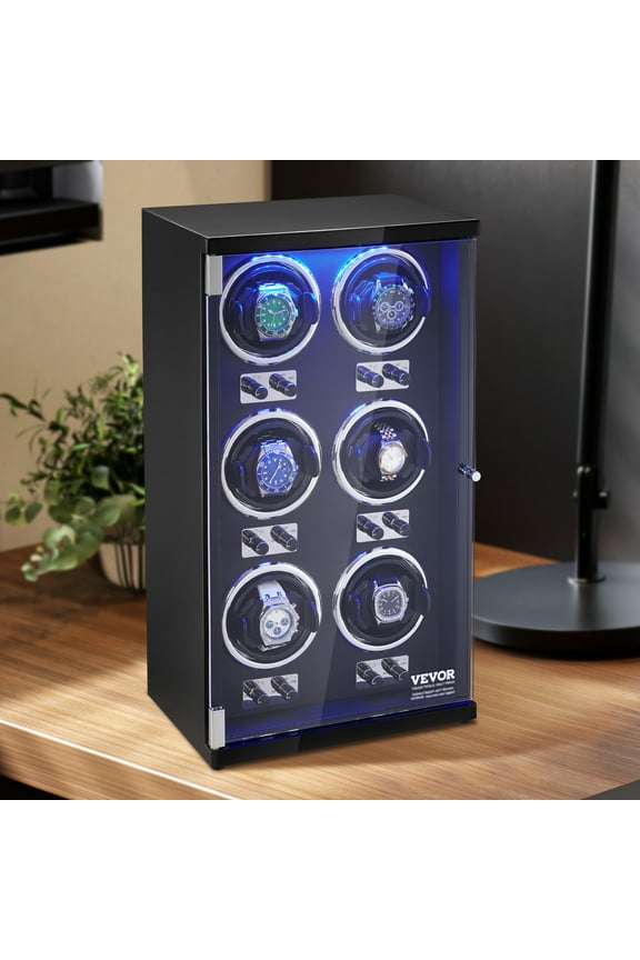 Watch Winder for 6 Automatic Watches with 6 Quiet Japanese Mabuchi Motors