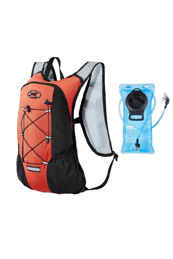 8L Hydration Backpack with 2L TPU Water Bladder, Cycling Running Hiking Climbing Biking Compact Water Hydration Backpack with Storage for Males Females, Orange