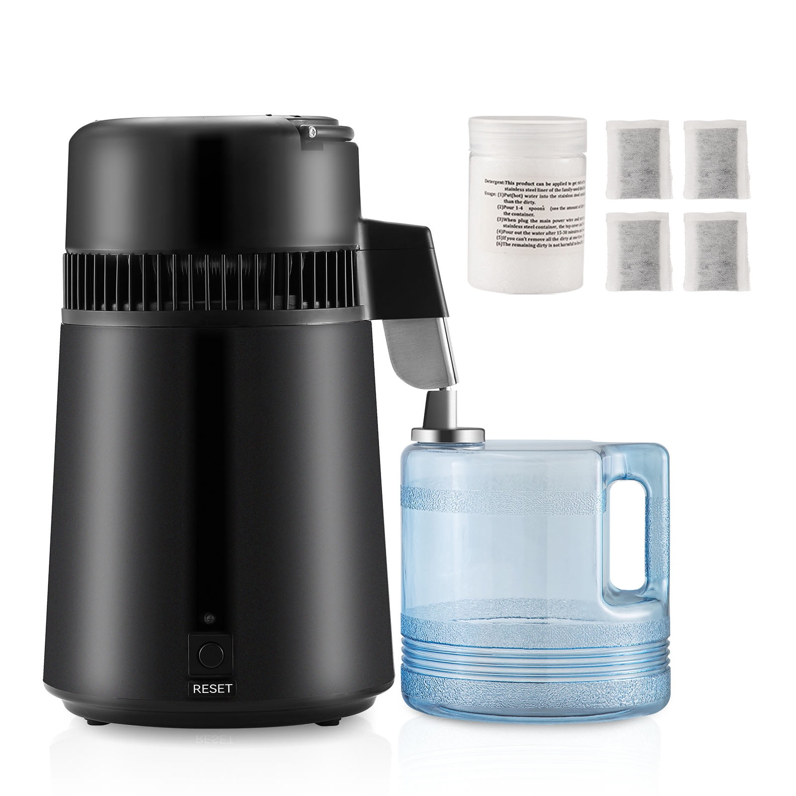 KFFKFF Water Distiller, 4L Capacity ,Distilled Water Maker Machine 750W , Stainless Steel Countertop Black