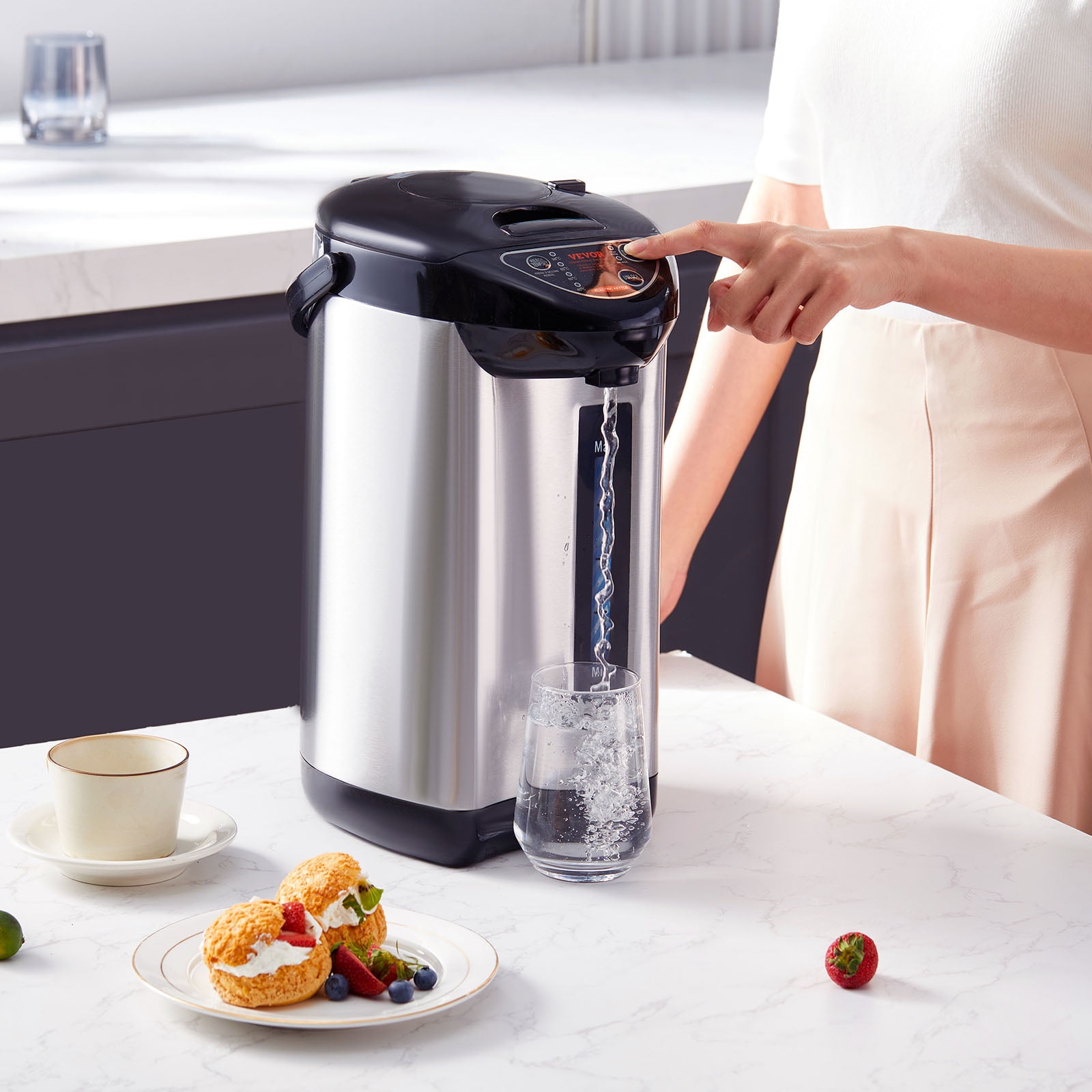 KFFKFF Instant Hot Water Dispenser, 5L/169 oz Electric Countertop Water Dispenser 4-Setting Temperature Control, 304 Stainless Steel Desktop Water Boiler