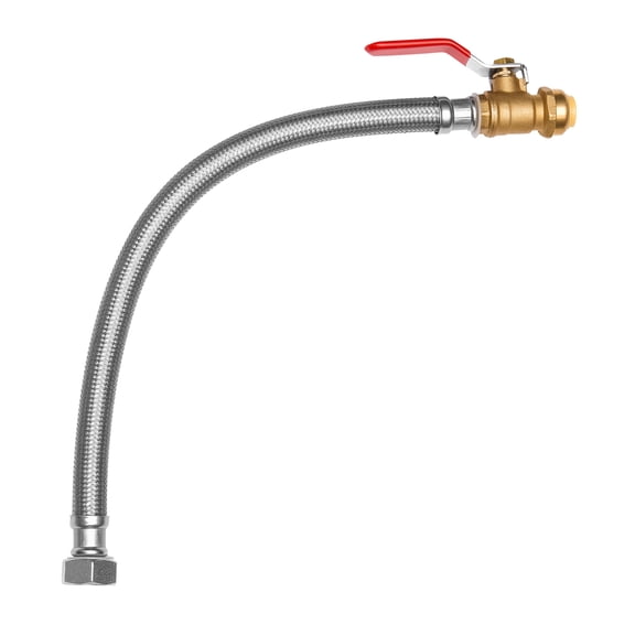 KFFKFF Water Heater Kit with Push-Fit Valve, Flexible Connector, 3/4" FIP x 1/2" PTC Ball Valve, Stainless Steel Braided Supply Line for Bathroom, Kitchen, and Laundry Applications