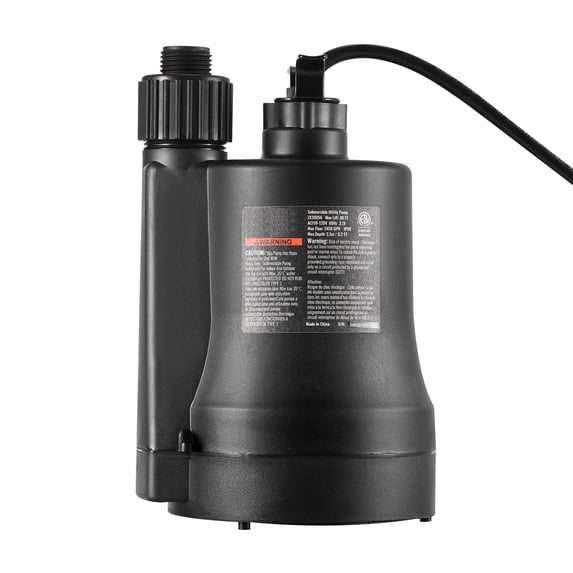 KFFKFF 1/3 HP Sump Pump, 2450 GPH Flow Rate & 30 ft Elevation Dirty Water Pump, Submersible Utility Pump with 10 ft Power Cord for Pool, Pond, and Basement