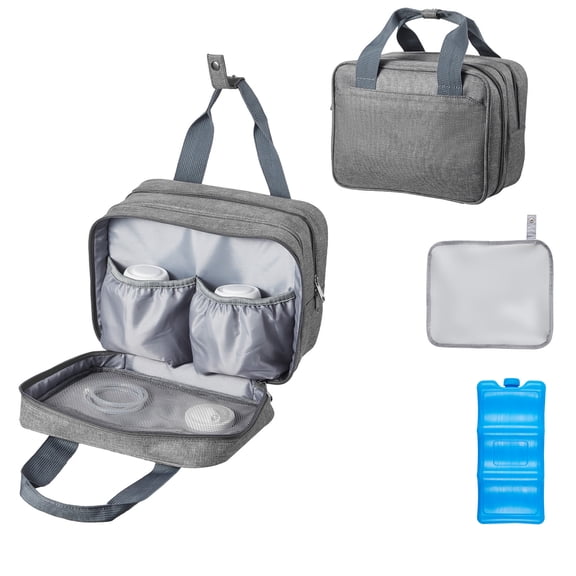 KFFKFF Wearable Breast Pump Bag with Ice Pack, Compatible with M5/M6 Models, Ideal for Pumping Accessories and Milk Storage, Compact Carrying Case for Work, Travel, and Home Use, Grey