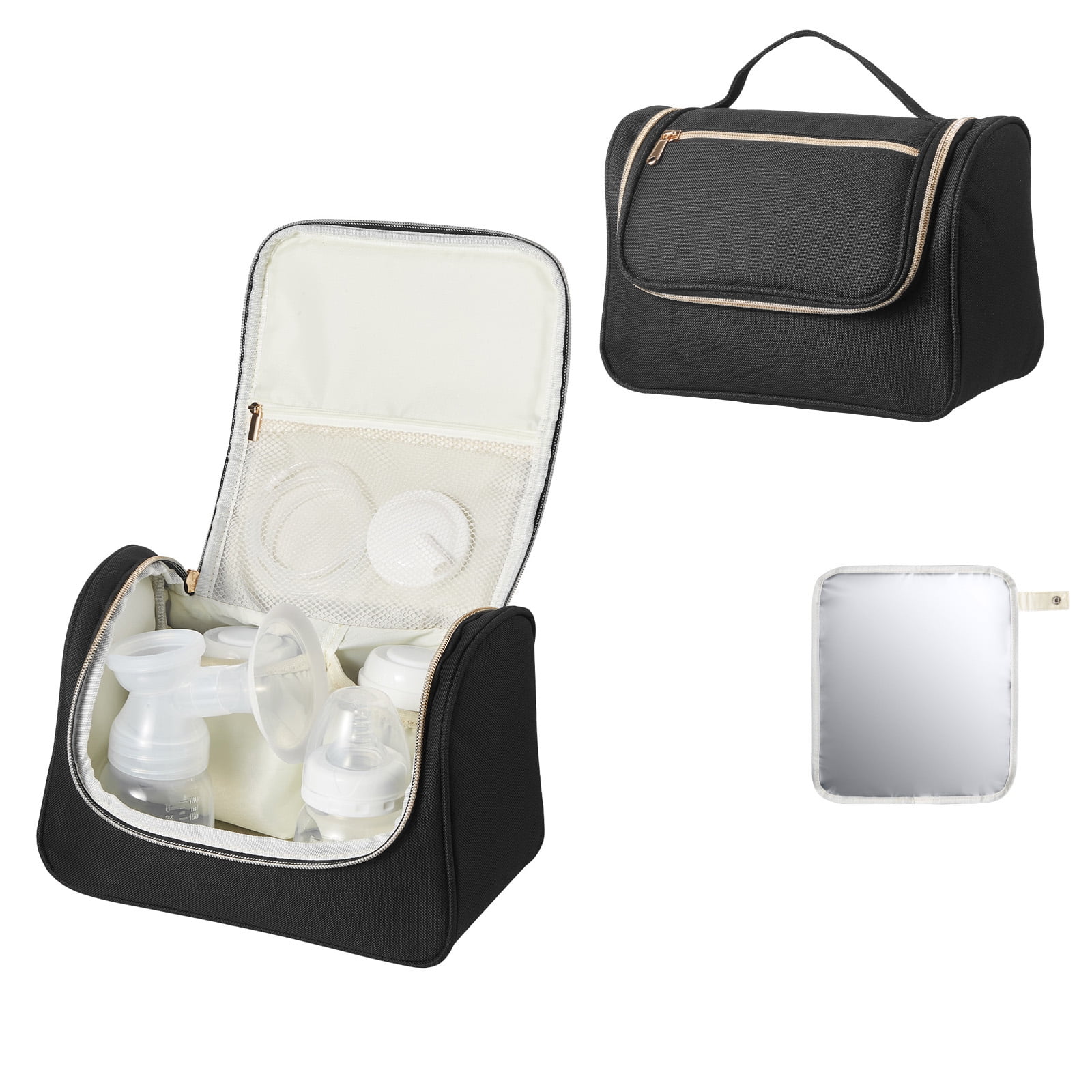 KFFKFF Wearable Breast Pump Bag with Waterproof Mat, Compatible with M5/M6 Models, Ideal for Pumping Accessories and Milk Storage, Compact Carrying Case for Work, Travel, and Daily Use, Black