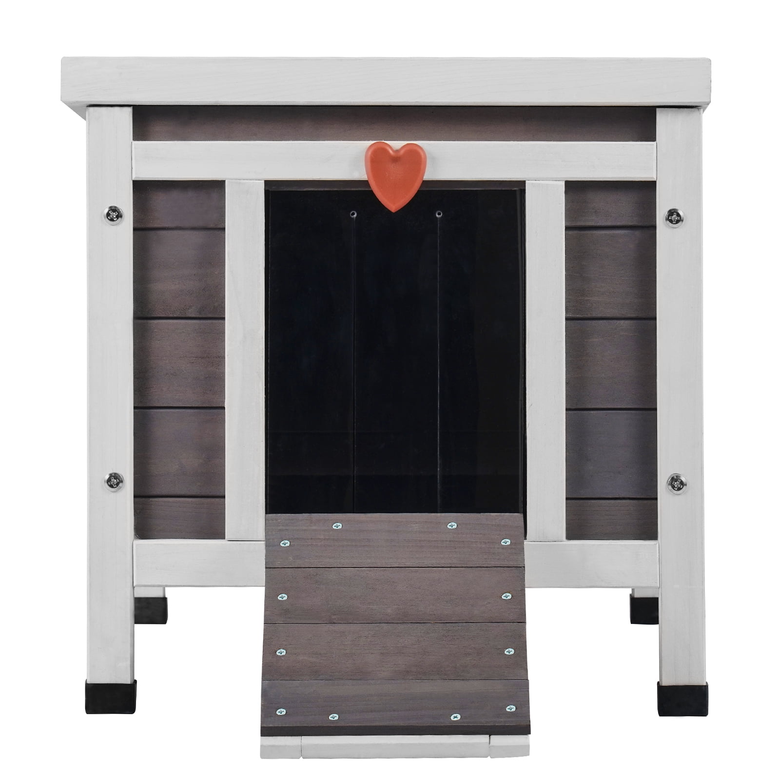 KFFKFF Cat Wooden Shelter 21"L x 17"W x 17"H, Weather-Resistant Outdoor Cat Home with PVC Door Curtains and Accessible Roof, Insulated Small Animals House