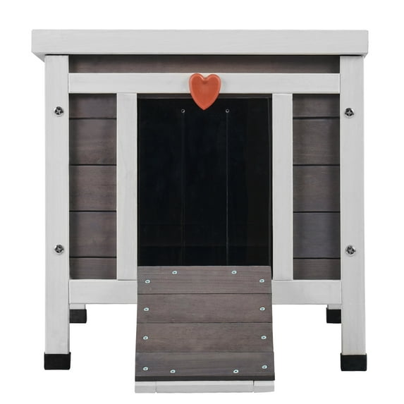 KFFKFF Cat Wooden Shelter 21"L x 17"W x 17"H, Weather-Resistant Outdoor Cat Home with PVC Door Curtains and Accessible Roof, Insulated Small Animals House