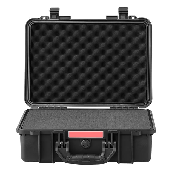KFFKFF Weatherproof Hard Case 18.5 x 13.98 x 6.89 in, Waterproof Protective Dry Box with Pre-cut Foam, Durable PP Shell, Soft Rubber Handle, IP67 Rated, Black, Ideal for Drones, Cameras