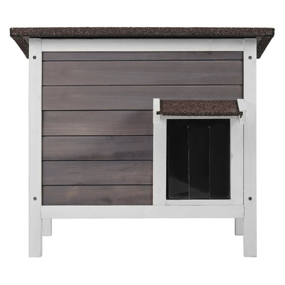 KFFKFF Weatherproof Outdoor Cat Shelter, Wooden House for Cats and Rabbits, Insulated Design with Foam, Openable Roof, PVC Door Flaps, 24"L x 20"W x 21"H