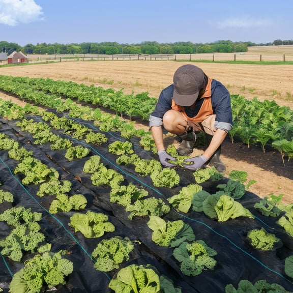 KFFKFF Weed Barrier 3x100ft Landscape Fabric 3.2oz Heavy Duty Geotextile Fabric Woven PP Weed Control Mat for Underlayment, Garden Barrier Cloth Blocker, Black