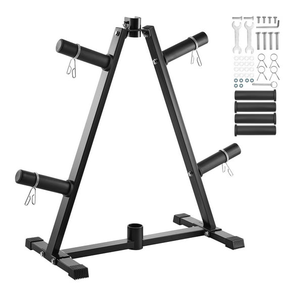 KFFKFF Weight Disc Stand, Pyramid Design Disc Holder for 2-Inch Discs, Conventional Disc Stand, 300 lbs Holding Power Disc Storage Unit, Domestic Fitness Barbell Storage Post, Black