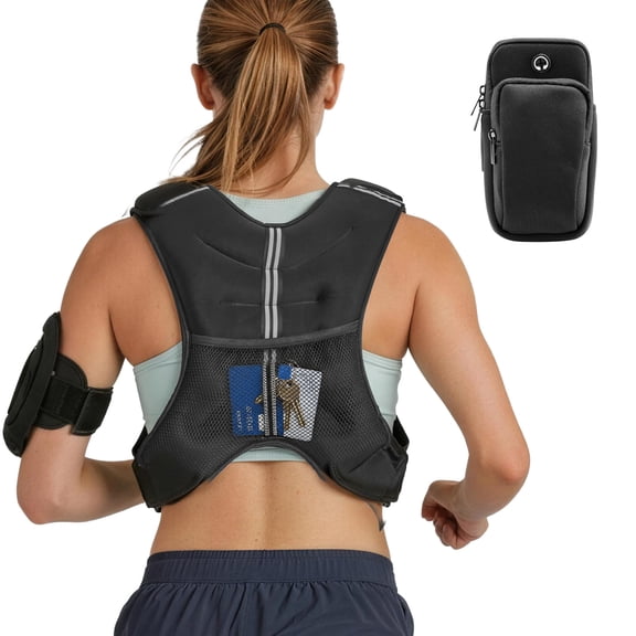 KFFKFF Weighted Vest, 30 lbs Adjustable Fitness Vest with Reflective Stripes, Ideal for Strength Training, Running, Jogging, Exercise, and Calorie Burning