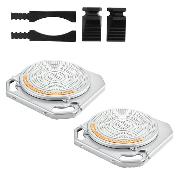 KFFKFF Wheel Alignment Turn Plates, Set of 2, 2-Ton Capacity Each, Brass Dial Indicators, 360 Rotating Turntable with Transition Bridge & Thrust Block for Cars, SUVs, and Light Trucks