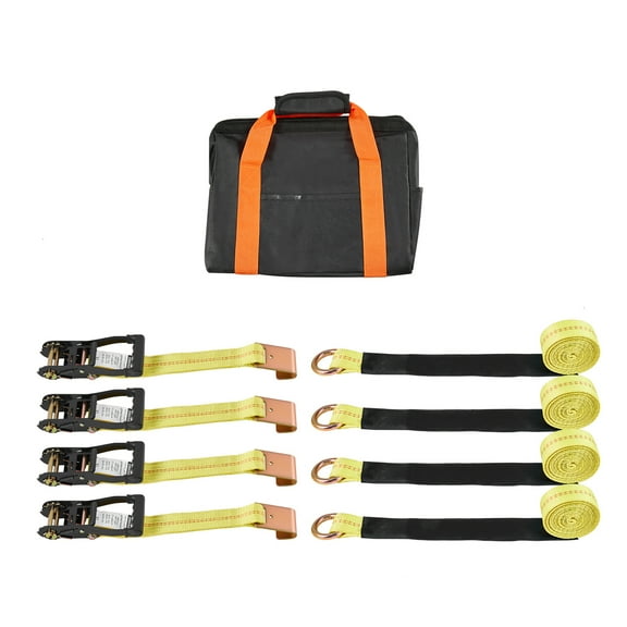 KFFKFF Wheel Chock Tie-Down Kit, Tire-Style Motorcycle Securing System, Vehicle Tie-Down Kit with Flat Hook, 10009 lbs Break Strength & 3333 lbs Working Load Capacity for ATVs, SUVs, and Trailers