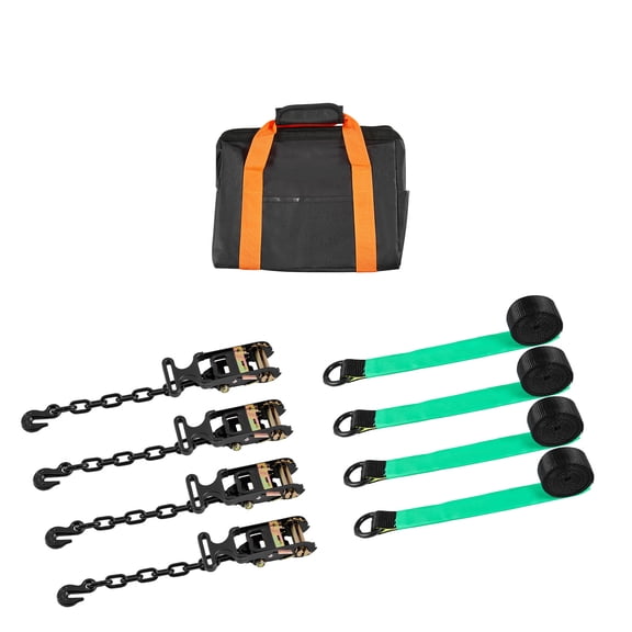 KFFKFF Wheel Chock Tie-Down Kit, Tire Tow Dolly Strap, Car Tie-Down System with Durable Hook, 10009 lbs Break Strength & 3333 lbs Working Load Capacity for ATV, SUV, and Trailer Applications