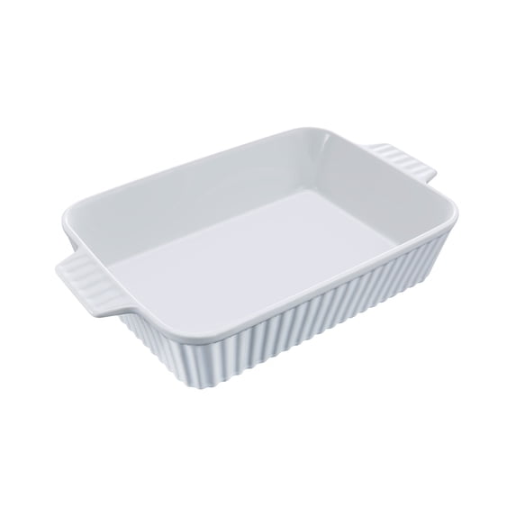KFFKFF White Ceramic Cooking Tray, 9" x 13" Size, Rectangular Ovenware with Dual Grips, Oven Safe, Deep Dish for Lasagna, Casserole Serving Dish, Ideal for Thanksgiving & Christmas Gift