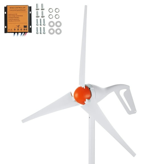 KFFKFF Wind Turbine Generator of 500W, Kit for 12V Wind Turbine, Tri-Blade Power Generator with MPPT Controller, Direction of Windward Adjustable & Initiation Wind Speed of 2.5m/s