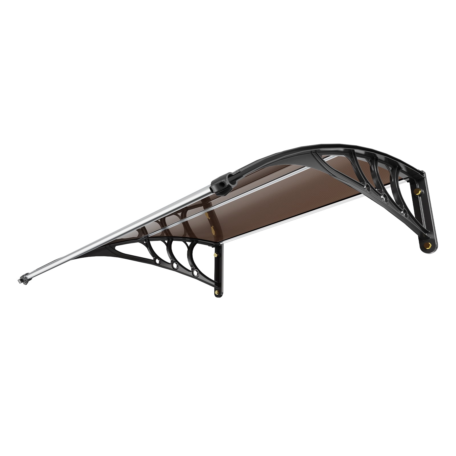 KFFKFF Window Door Awning Canopy 38" x 40" PC Sheet Brown UV Rain Cover, UPF 50+ Outdoor Patio Front Awning Canopy for Rain Snow Sunlight Protection (Brown)