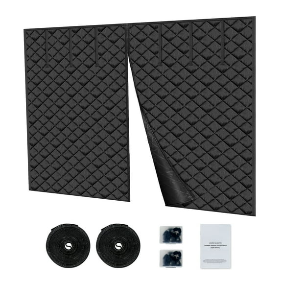 KFFKFF Winter Garage Door Screen, Dimensions: 10.3x8.14FT, Includes Magnetic Thermal Insulation Curtain Made from Durable 300D Oxford Fabric, Features a Weighted Bottom for Stability