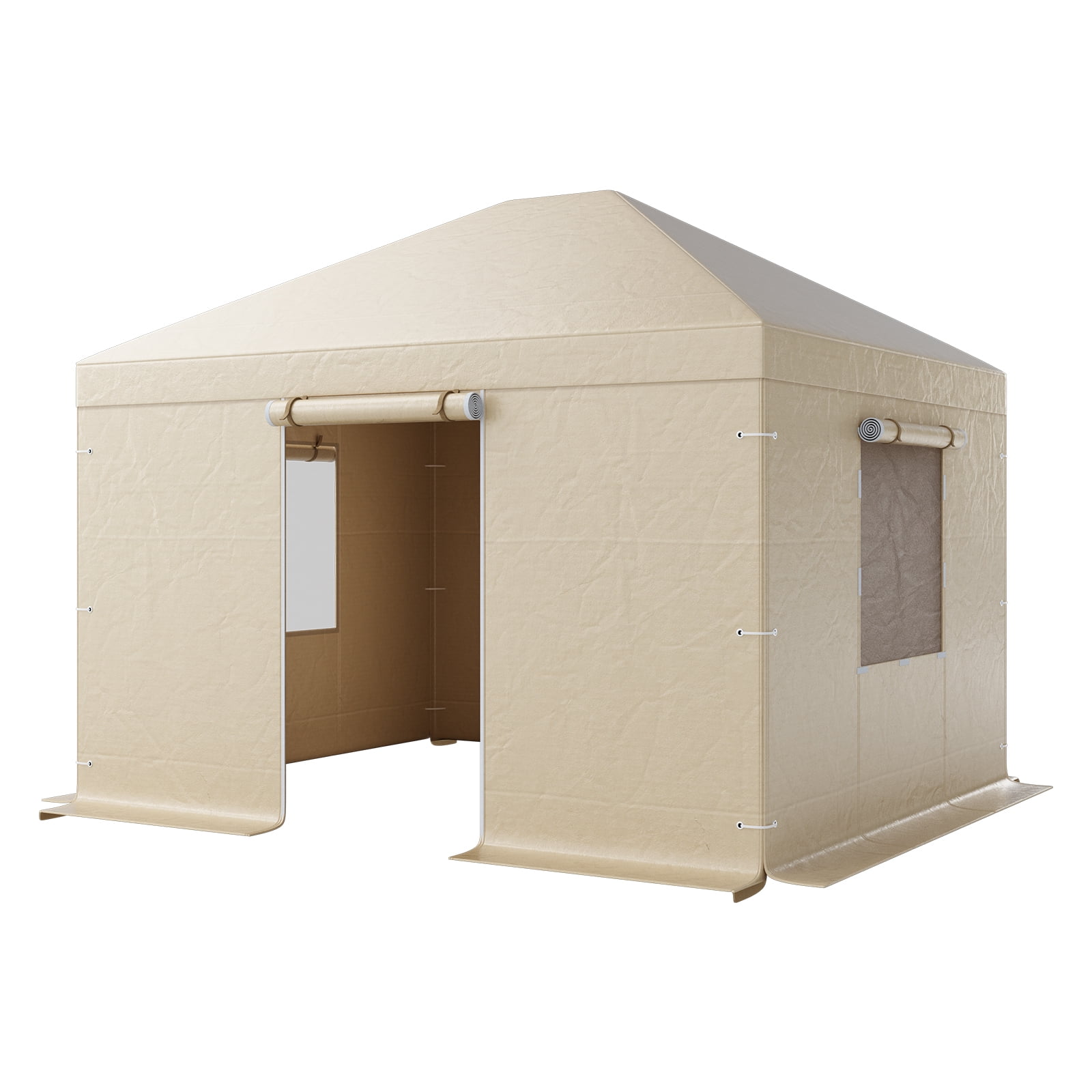 KFFKFF Winter Gazebo Cover for 10 x 12 ft Hardtop Gazebos, Weather-Resistant Cover with Side Panels & Ventilated Mesh Windows, Durable PE Material, Protective Shelter Cover, Gazebo Frame Not Included