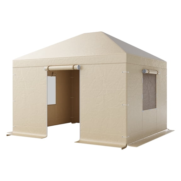 KFFKFF Winter Gazebo Cover for 10 x 12 ft Hardtop Gazebos, Weather-Resistant Cover with Side Panels & Ventilated Mesh Windows, Durable PE Material, Protective Shelter Cover, Gazebo Frame Not Included