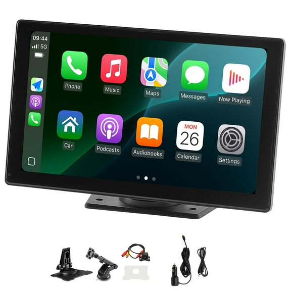 KFFKFF Wireless Car Stereo with 9-Inch HD Touch Screen, Compatible with Apple CarPlay and Android Auto, Includes Backup Camera, Voice Control, Mirror Link, Bluetooth, and GPS Navigation
