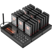 KFFKFF Wireless Pager System for Restaurants, 400m Long-Range Queue Management with Vibration & Flash Alerts, 24 Beepers for Food Trucks, Churches, Nurseries, and Hospitals