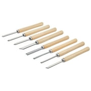 KFFKFF Wood Lathe Turning Tool Set, 8PCS, Chisel Set with Durable Carbon Steel Blades, Includes 2 Skew, 1 Spear Point, 1 Parting Tool, 1 Round Nose, 3 Gouge Tools, and a Convenient Oxford Bag