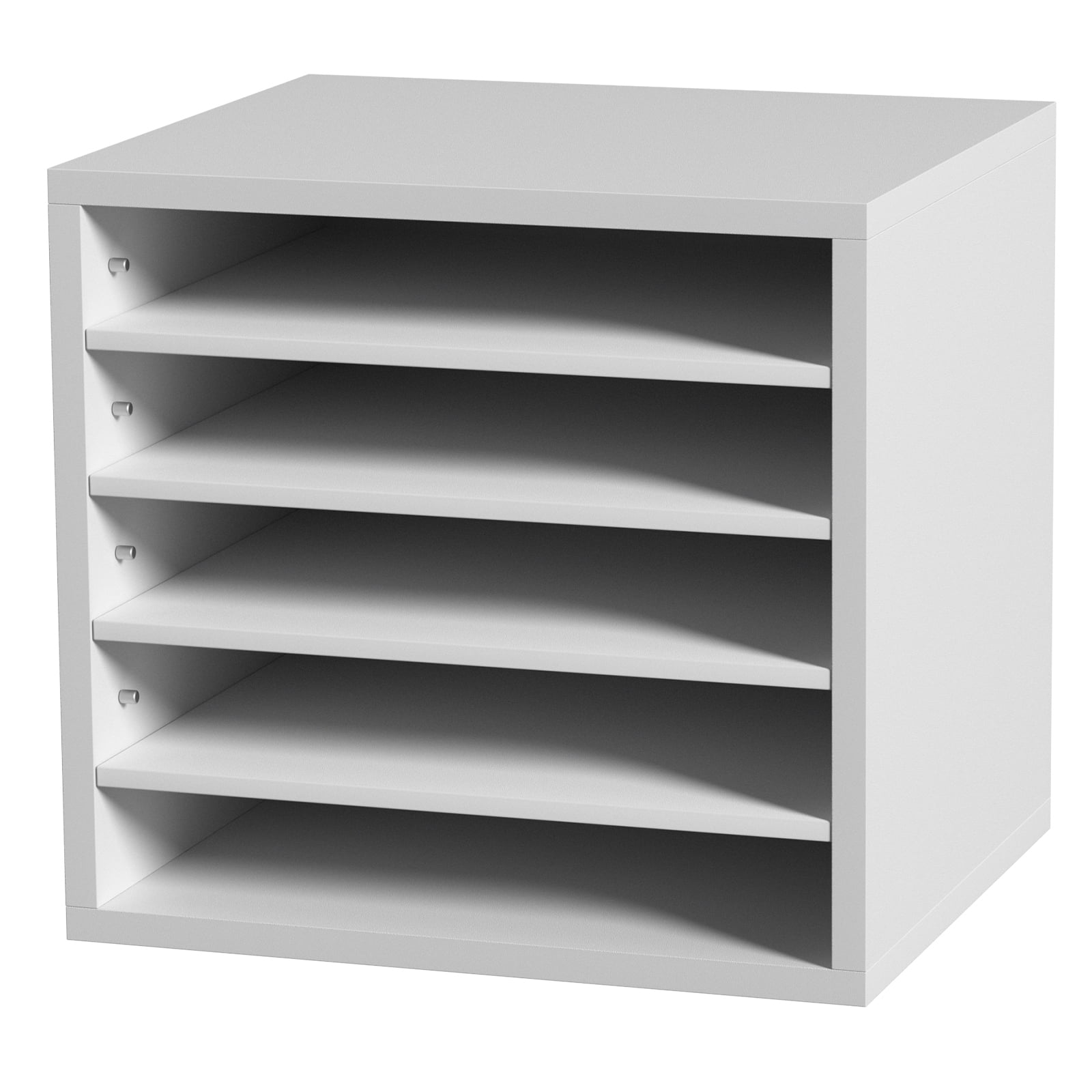 KFFKFF Wood Literature Organizer Adjustable File Sorter 5 Compartments White