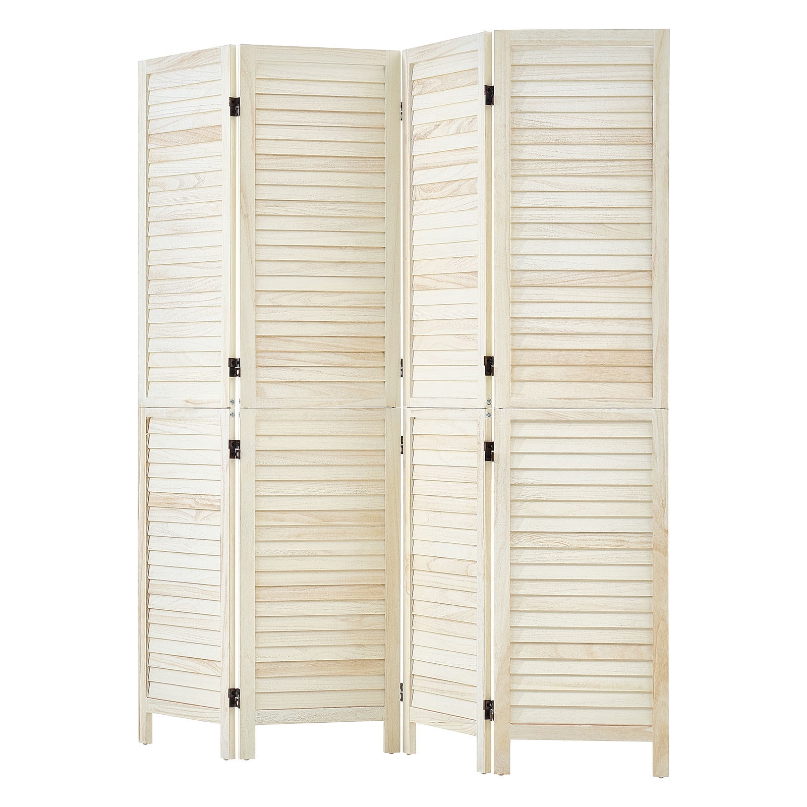 KFFKFF Wood Room Divider with 4 Panels, 67-inch Tall Folding Privacy Screen for Home Decoration and Space Separation, Durable Wooden Frame, 360° Dual-Directional Hinges, Simple Assembly