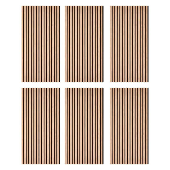KFFKFF Wood Wall Panels, 47.2 x 23.6 inches, Acoustic Slat Panels, Walnut Finish, Sound Dampening for Living Rooms, Offices, Studios, Interior Wall Design, MDF & PET Build, Includes Screw Kit, 6-Pack